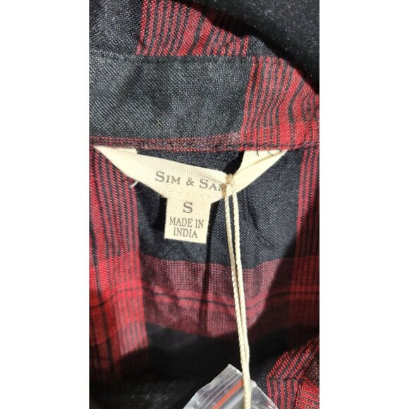 Sim & Sam Shirt Womens Small Plaid Button Down Long Sleeve Pocket Casual Top - Picture 3 of 12